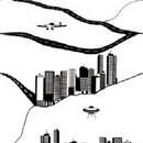תמונת טפט עיר עתידנית שחור-לבן